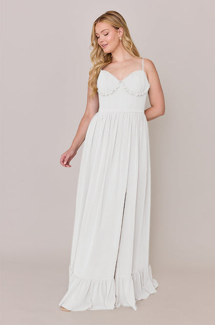 Shylah Chiffon Dress | Made To Order | White Pearl