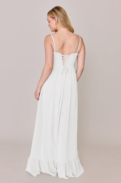 Shylah Chiffon Dress | Made To Order | White Pearl