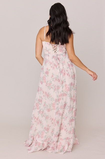 Shylah Chiffon Floral Print Dress | Made To Order | Blushing Bride Bouquet