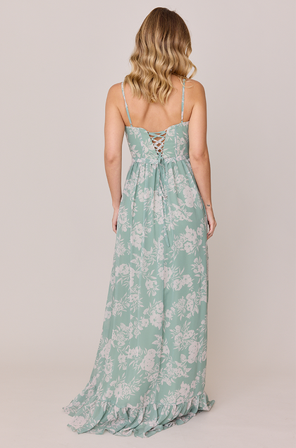 Shylah Chiffon Floral Print Dress | Made To Order | Sage and Champagne Bouquet