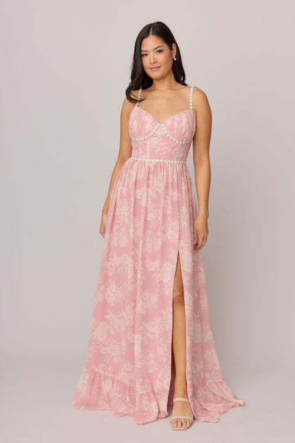 Shylah Luxe Chiffon Floral Print Dress | Made To Order | Blush Bouquet