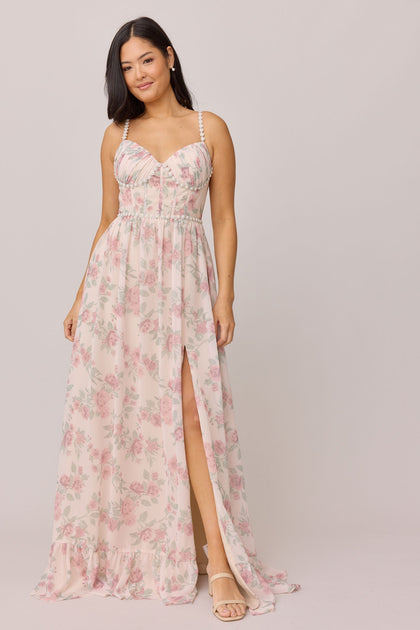 Shylah Luxe Chiffon Floral Print Dress | Made To Order | Blushing Bride Bouquet