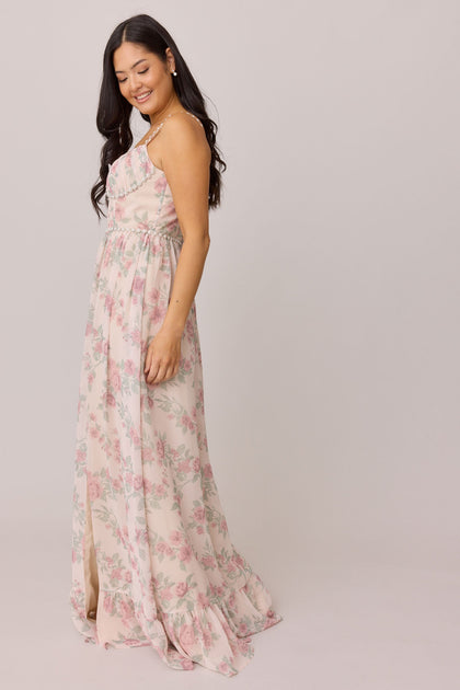 Shylah Luxe Chiffon Floral Print Dress | Made To Order | Blushing Bride Bouquet