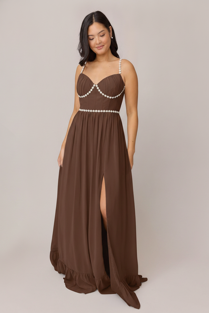 Shylah Luxe Chiffon Dress | Made To Order | Espresso