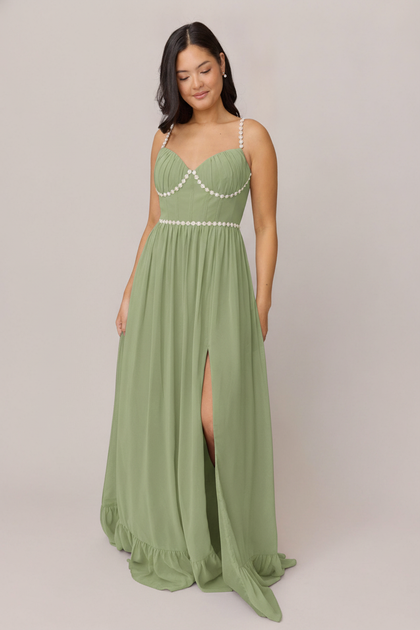 Shylah Luxe Chiffon Dress | Made To Order | Matcha
