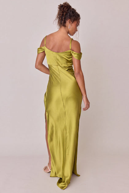 Sienna Satin Dress | Made To Order | Chartreuse