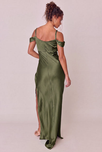 Sienna Satin Dress | Made To Order | Deep Olive