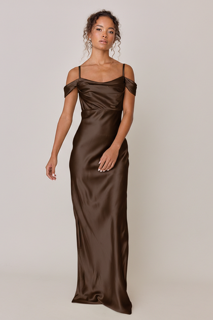 Sienna Satin Dress | Made To Order | Espresso
