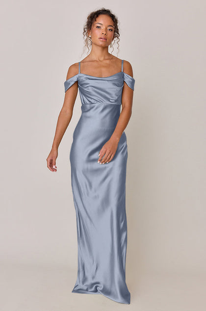 Sienna Satin Dress | Made To Order | French Blue