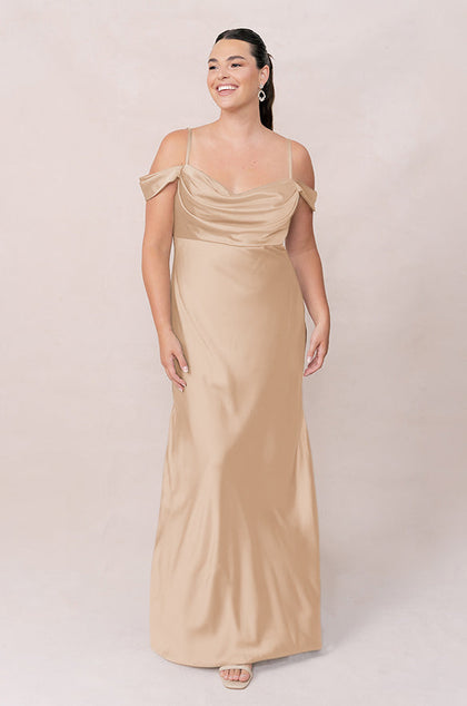 Sienna Satin Dress | Made To Order | Honey Beige
