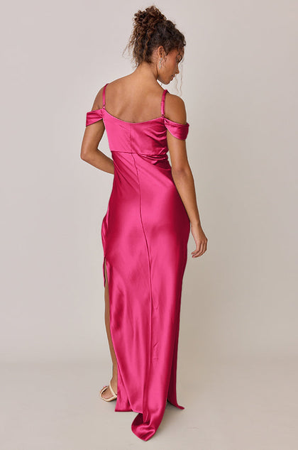 Sienna Satin Dress | Made To Order | Hot Pink