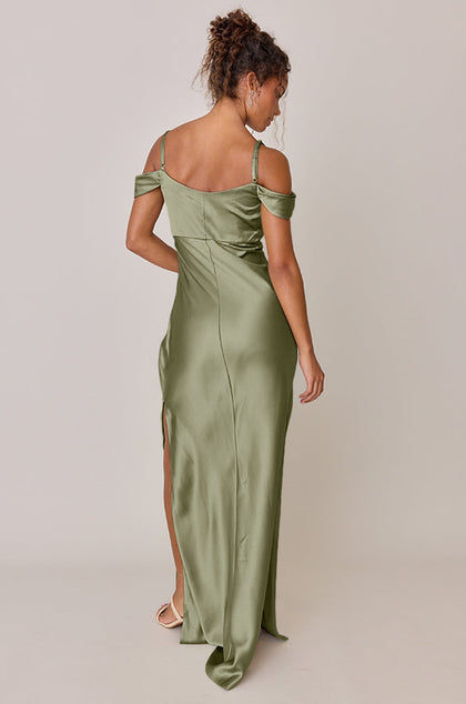 Sienna Satin Dress | Made To Order | Moss