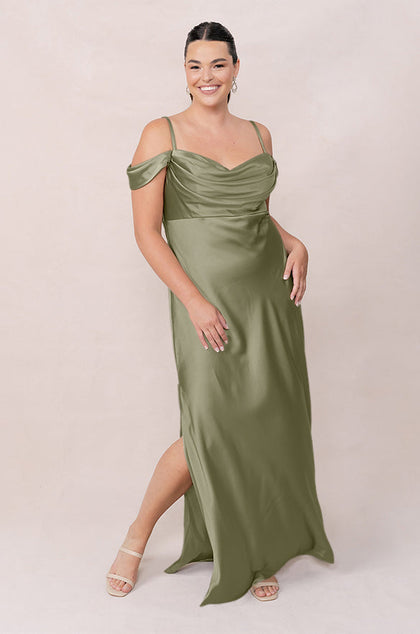Sienna Satin Dress | Made To Order | Moss