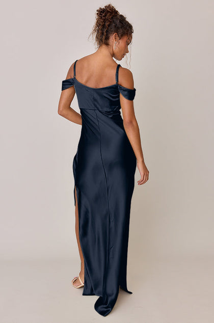 Sienna Satin Dress | Made To Order | Navy Blue