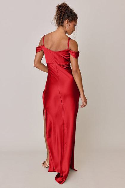 Sienna Satin Dress | Made To Order | Poppy Red