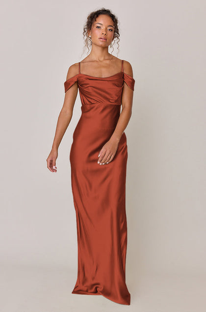 Sienna Satin Dress | Made To Order | Rust