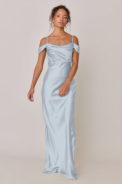 Sienna Satin Dress | Made To Order | Sky Blue