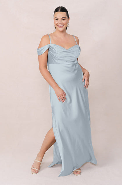 Sienna Satin Dress | Made To Order | Sky Blue