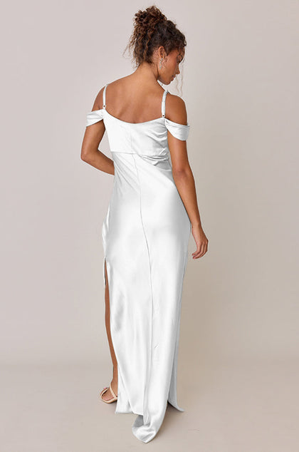 Sienna Satin Dress | Made To Order | White Pearl