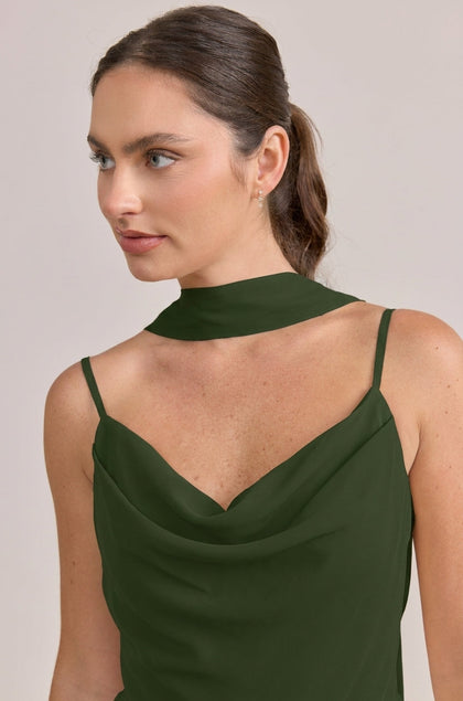 Chiffon Skinny Scarf | Deep Olive
