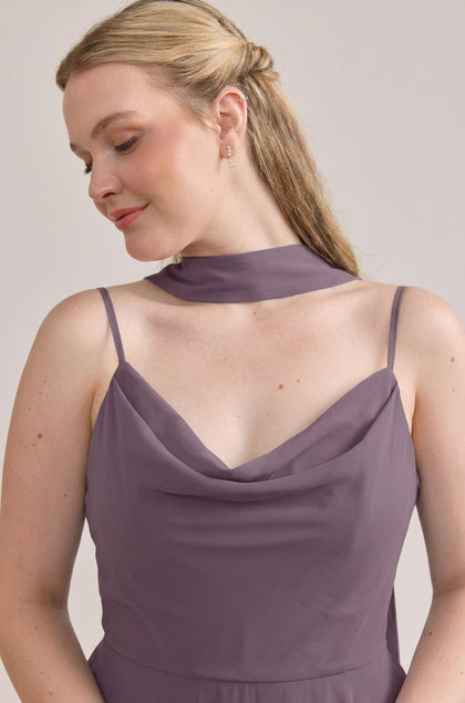 Chiffon Skinny Scarf | Made To Order | Dusty Purple