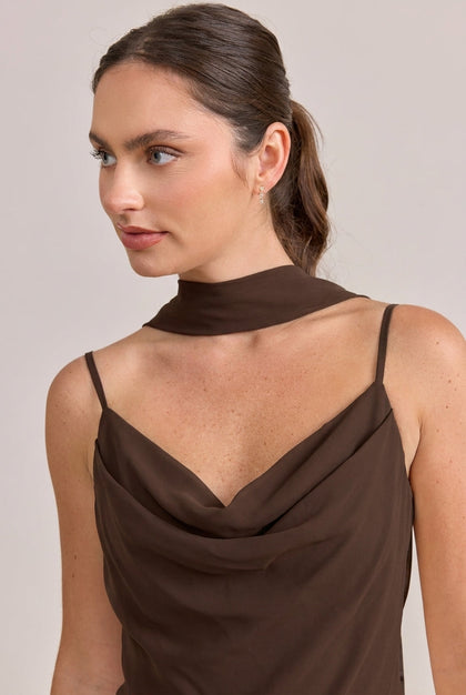 Chiffon Skinny Scarf | Made To Order | Espresso