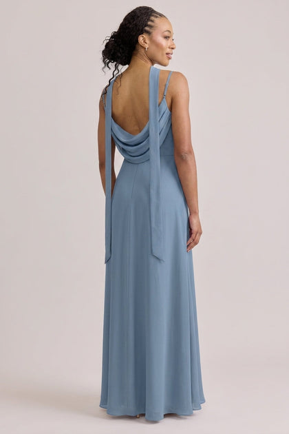 Chiffon Skinny Scarf | Made To Order | French Blue