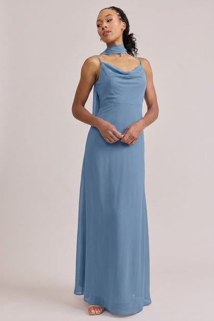 Chiffon Skinny Scarf | Made To Order | French Blue