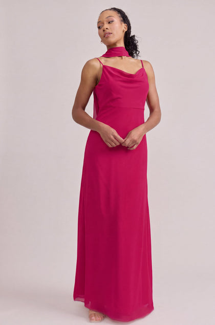 Chiffon Skinny Scarf | Made To Order | Hot Pink