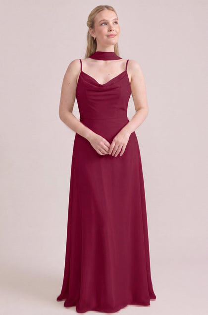 Chiffon Skinny Scarf | Made To Order | Marsala