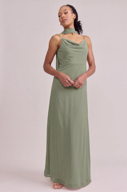 Chiffon Skinny Scarf | Made To Order | Moss