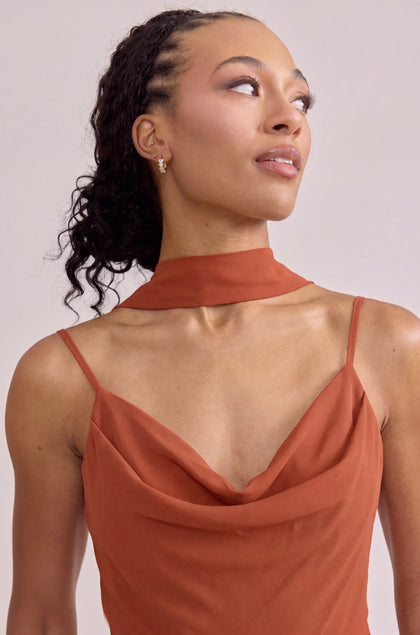 Chiffon Skinny Scarf | Made To Order | Rust Orange