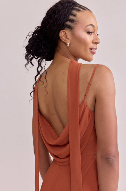 Chiffon Skinny Scarf | Made To Order | Rust Orange
