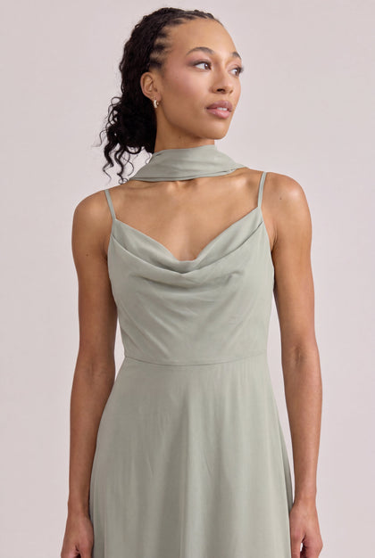 Chiffon Skinny Scarf | Made To Order | Silver Sage