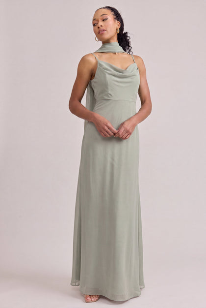 Chiffon Skinny Scarf | Made To Order | Silver Sage