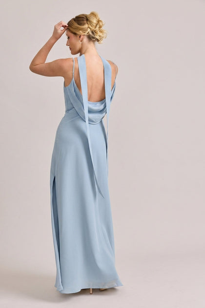 Chiffon Skinny Scarf | Made To Order | Sky Blue