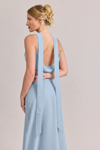 Chiffon Skinny Scarf | Made To Order | Sky Blue