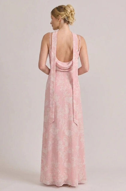 Chiffon Floral Print Skinny Scarf | Made To Order | Blush Bouquet