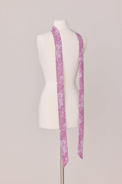 Chiffon Floral Print Skinny Scarf | Made To Order | Mauve Pink Bouquet