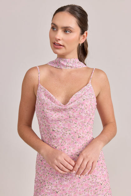 Chiffon Floral Print Skinny Scarf | Made To Order | Perfect Pink Posey