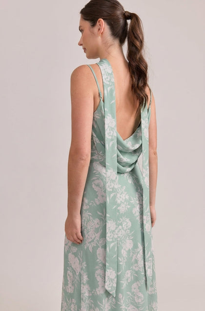 Chiffon Floral Print Skinny Scarf | Made To Order | Sage and Champagne Bouquet