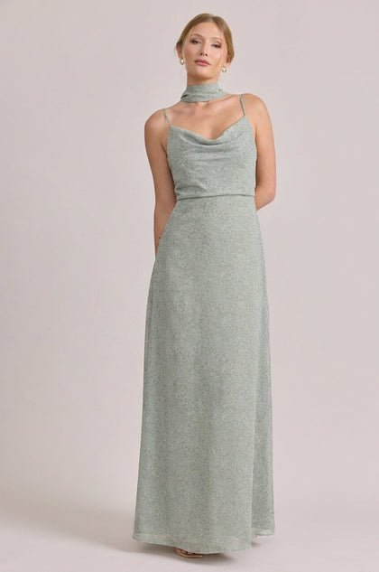 Chiffon Floral Print Skinny Scarf | Made To Order | Sage Posey