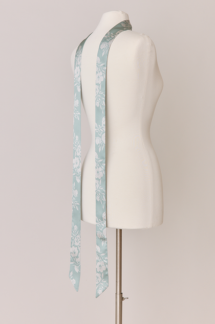 Satin Floral Print Skinny Scarf | Made To Order | Sage and Champagne Bouquet