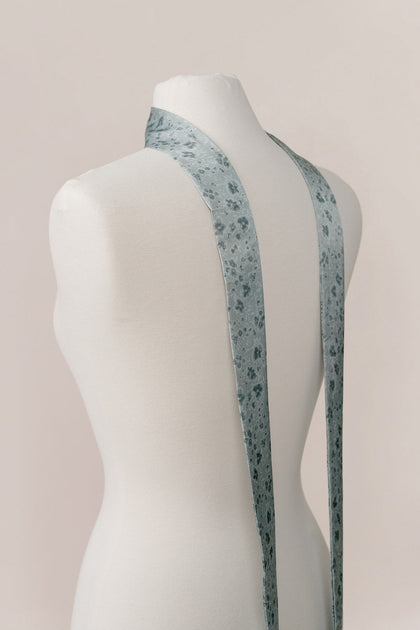 Satin Floral Print Skinny Scarf | Made To Order | Sage Posey