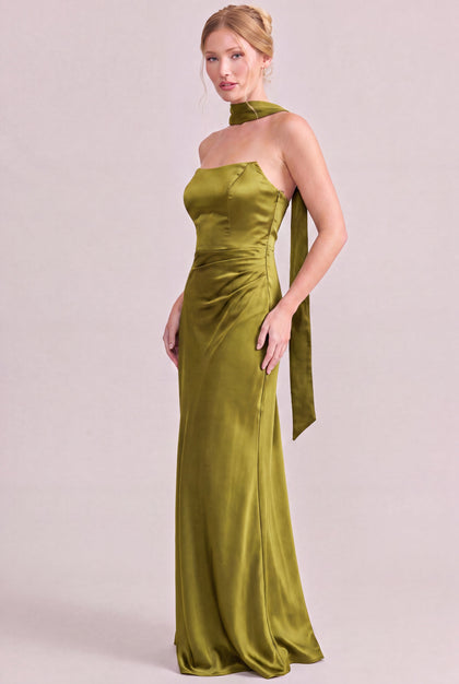 Satin Skinny Scarf | Made To Order | Chartreuse