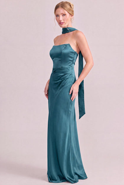 Satin Skinny Scarf | Made To Order | Turquoise