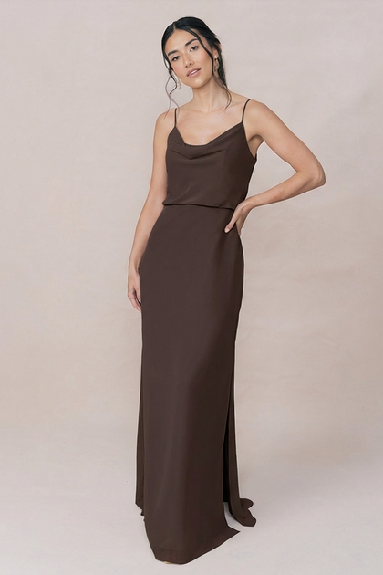 Skye Chiffon Dress | Made To Order | Espresso