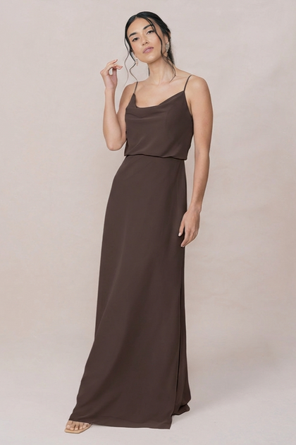 Skye Chiffon Dress | Made To Order | Espresso