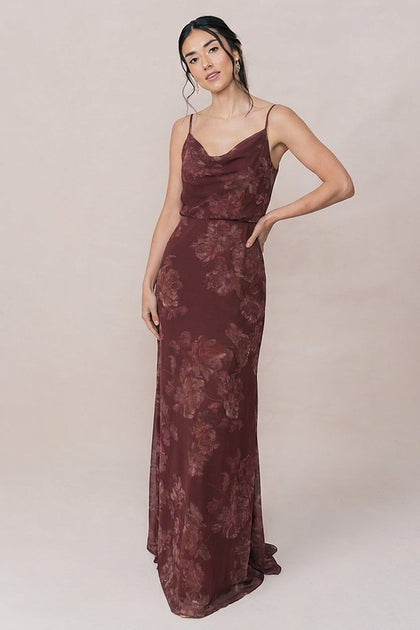 Skye Chiffon Floral Print Dress | Made To Order | Mahogany Blooms