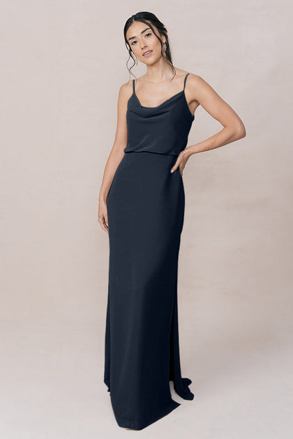 Skye Chiffon Dress | Made To Order | Navy Blue